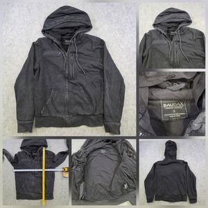 Baubax Hoodie Mens Small Gray Full Zip Travel Fleece Sweatshirt Zip Pockets